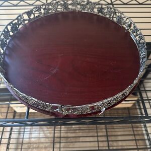 Unique Vintage Silver and Brown Decorative Tray